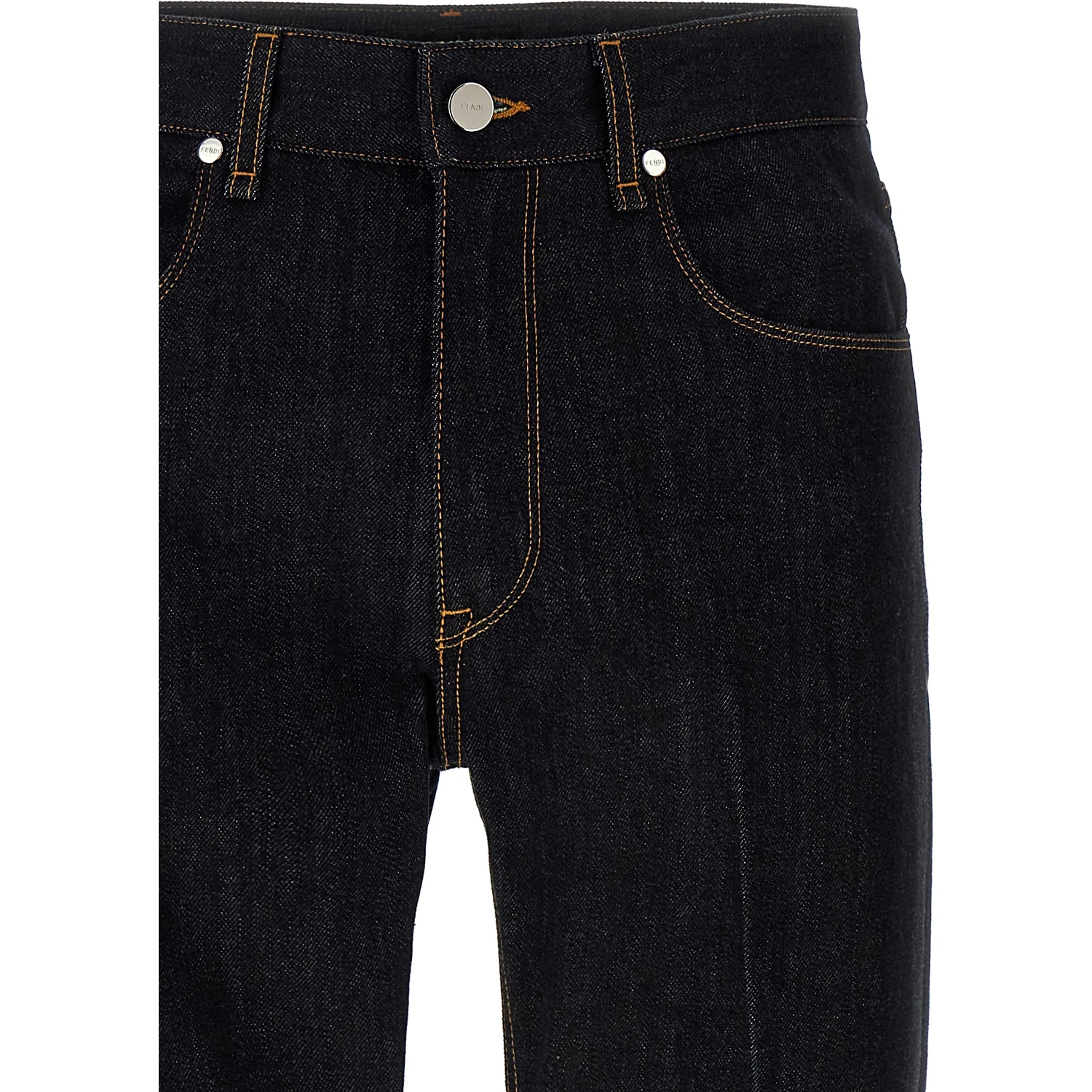 Blue Cotton Straight-Leg Jeans