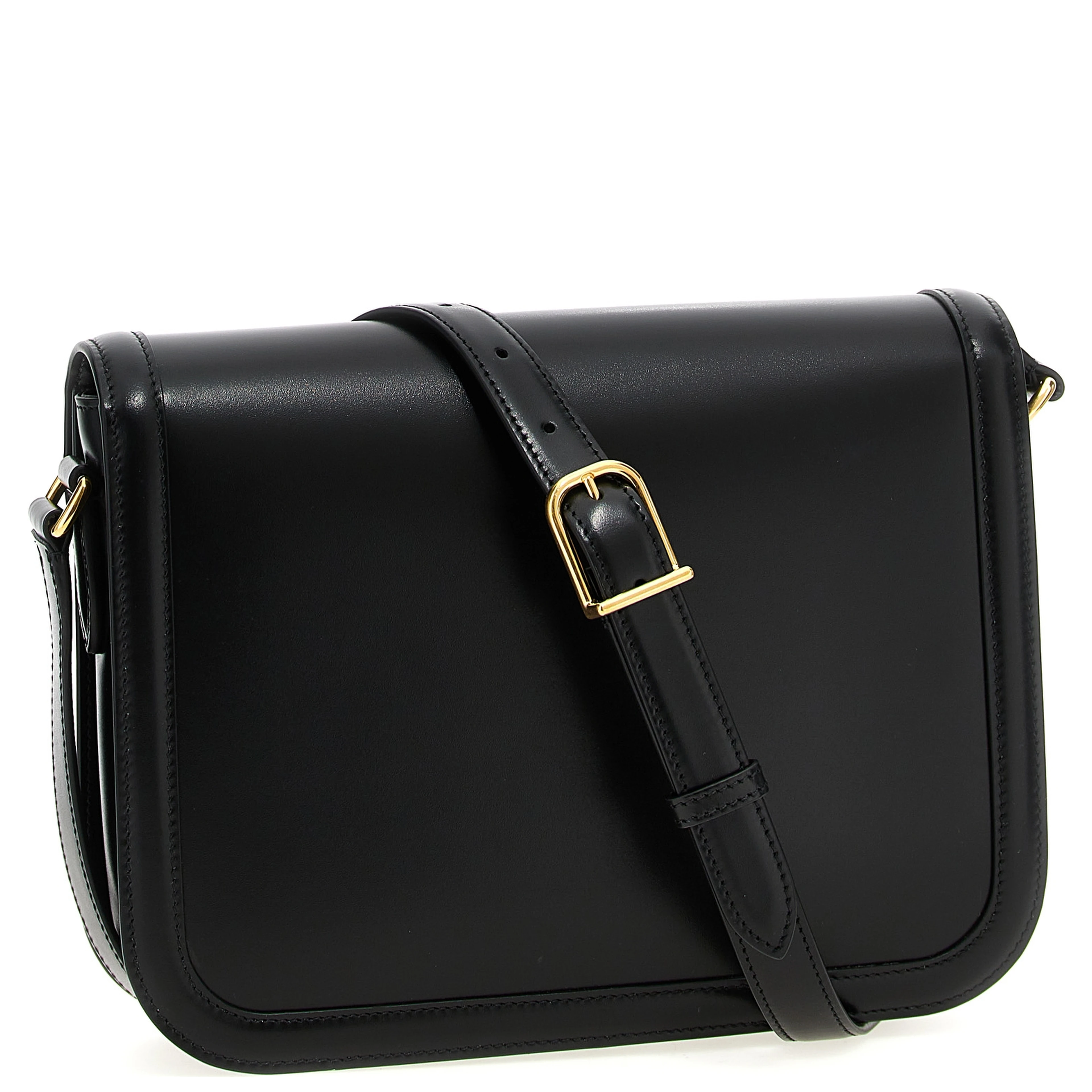 Black Calfskin Shoulder Bag