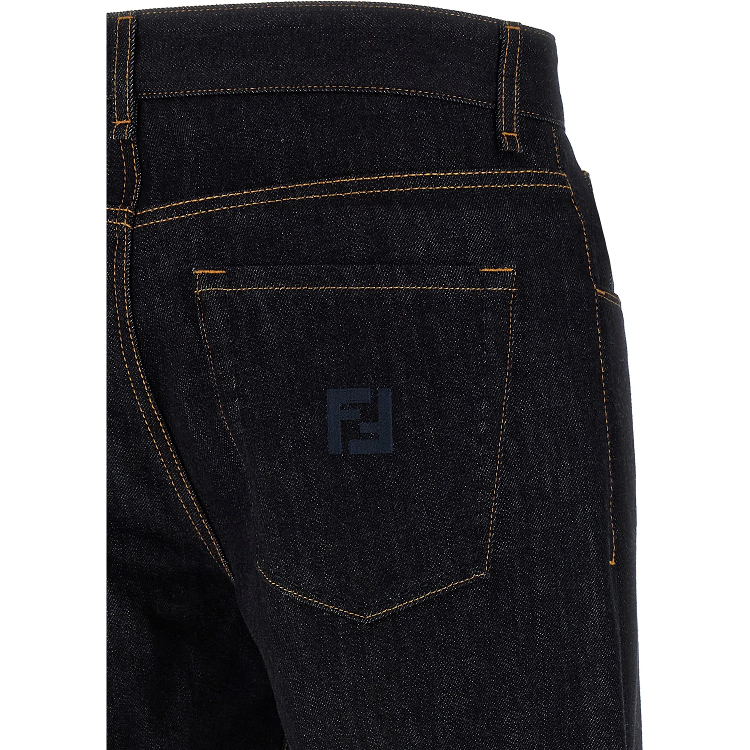 Blue Cotton Straight-Leg Jeans