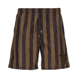 Brown Polyester Swim Shorts