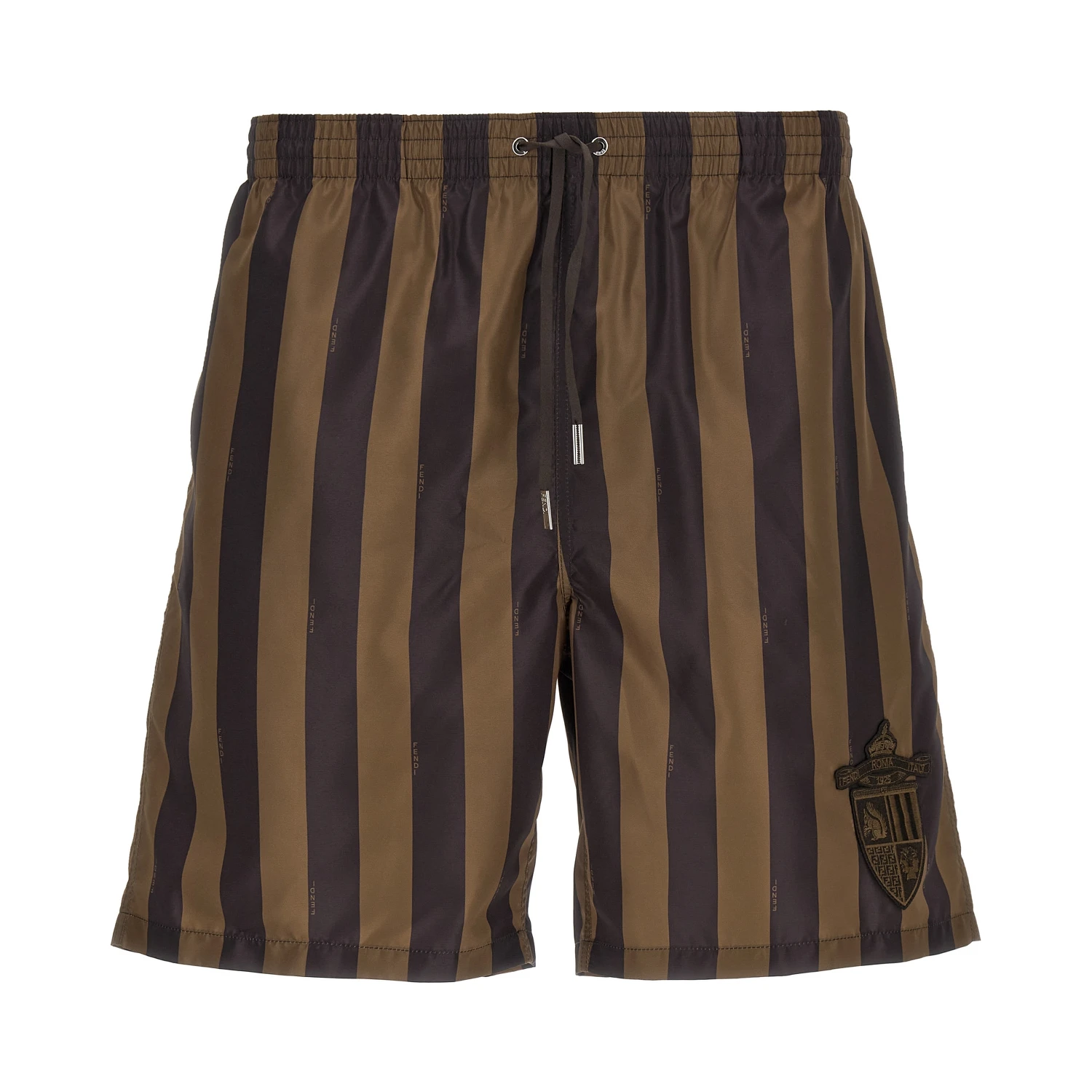 Brown Polyester Swim Shorts