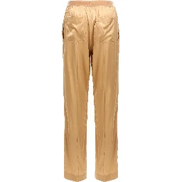 Beige Silk Casual Pants