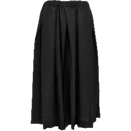 Black Wool Midi Skirt
