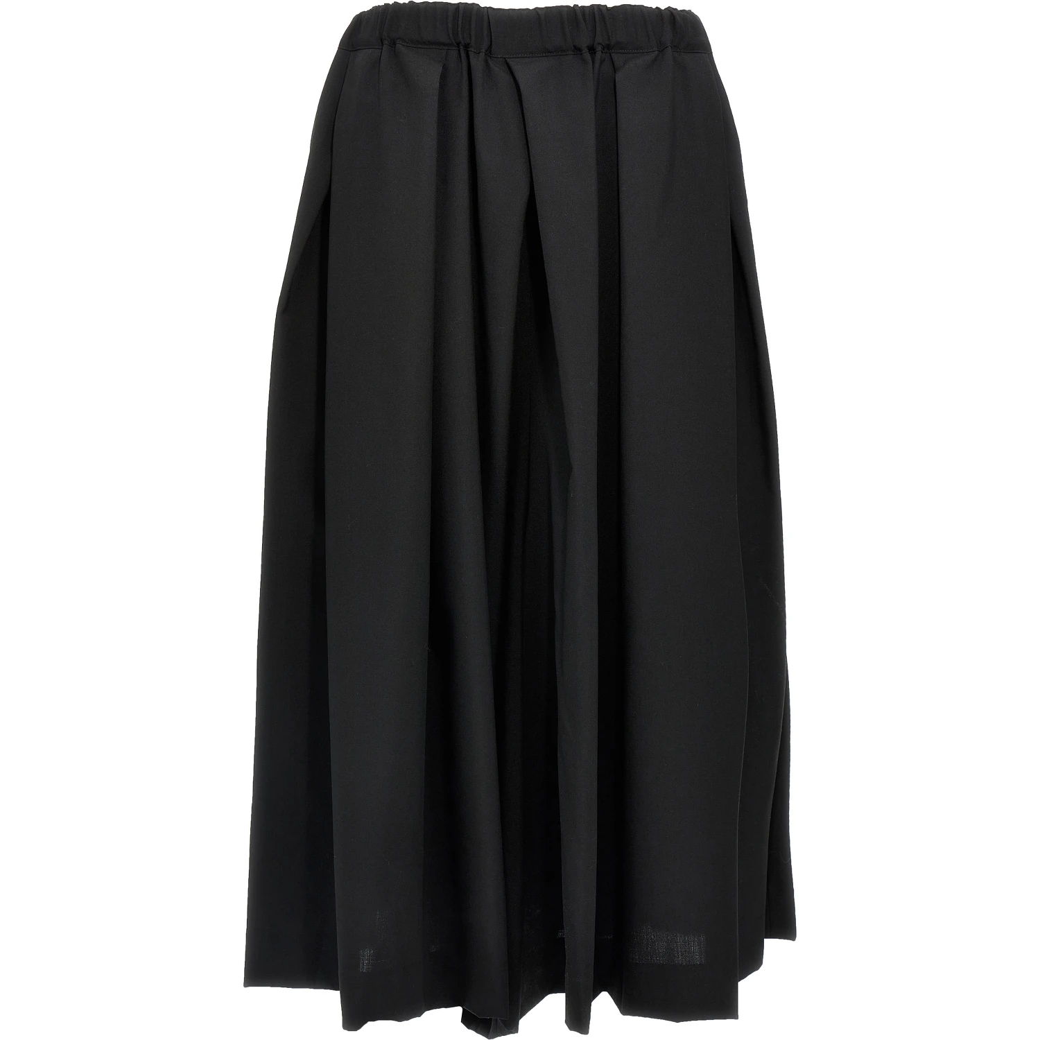 Black Wool Midi Skirt