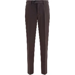 Brown Cotton Casual Pants