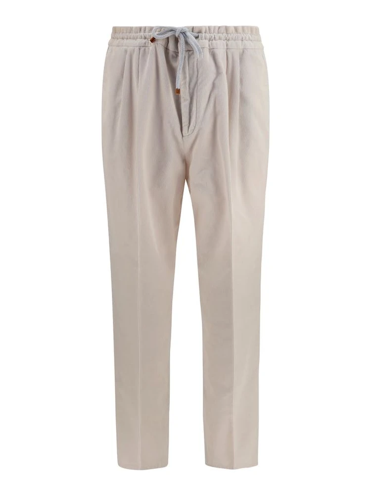 Beige Cotton Casual Pants