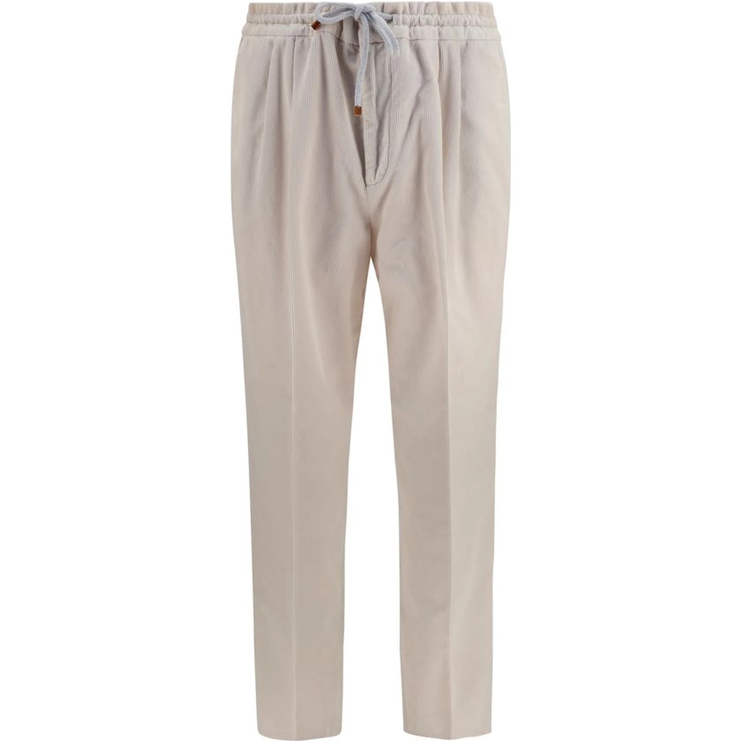 Beige Cotton Casual Pants