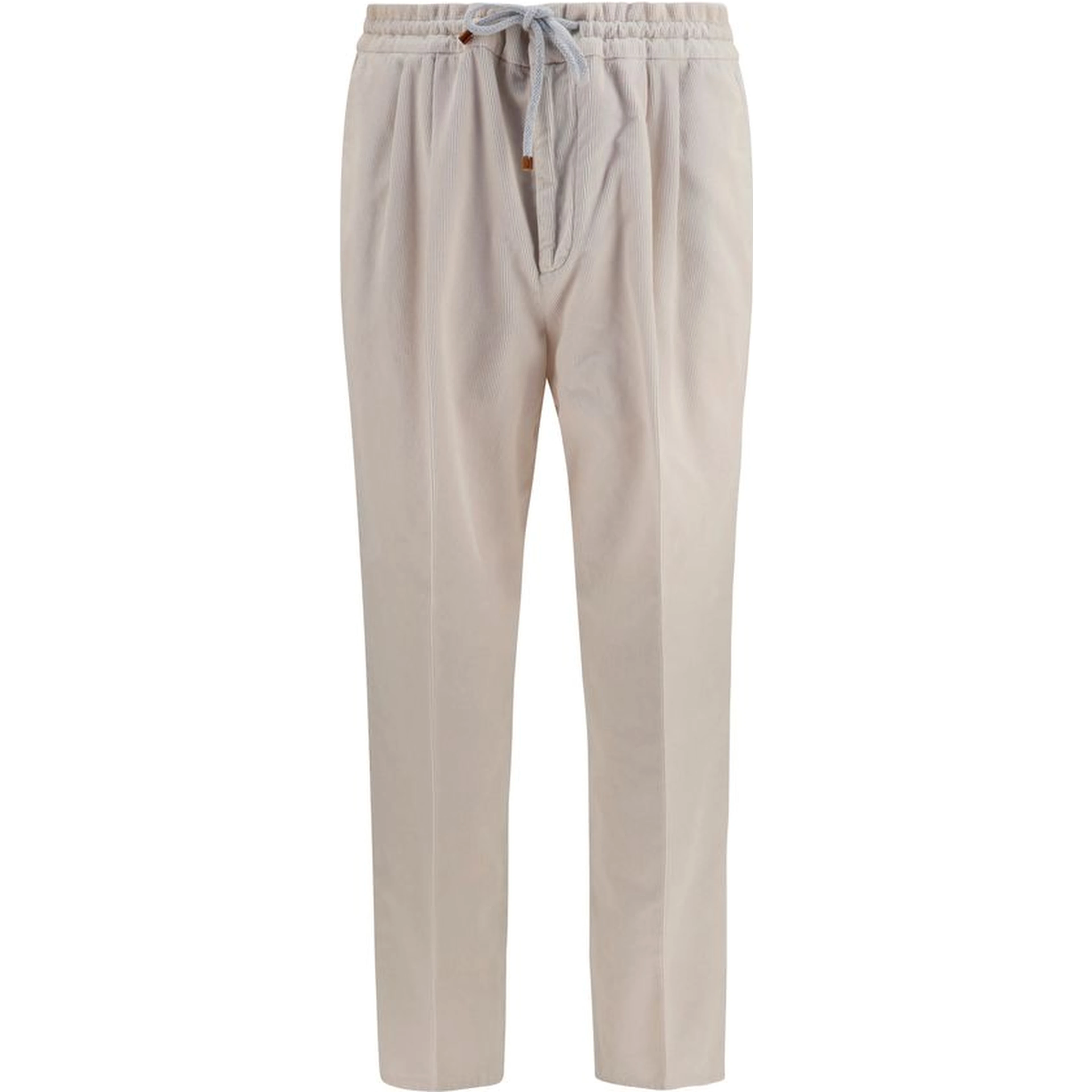 Beige Cotton Casual Pants