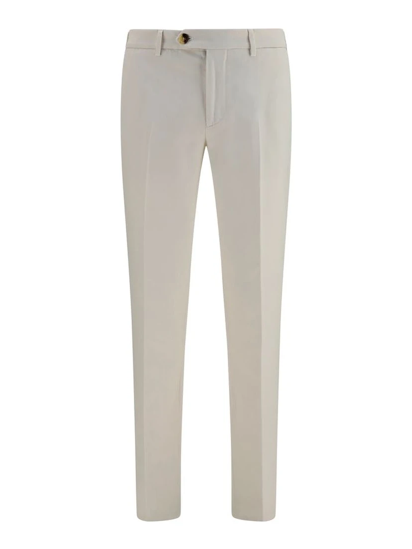 White Cotton Casual Pants