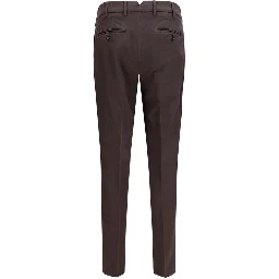 Brown Cotton Casual Pants