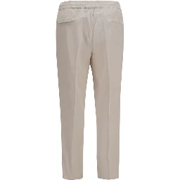 Beige Cotton Casual Pants