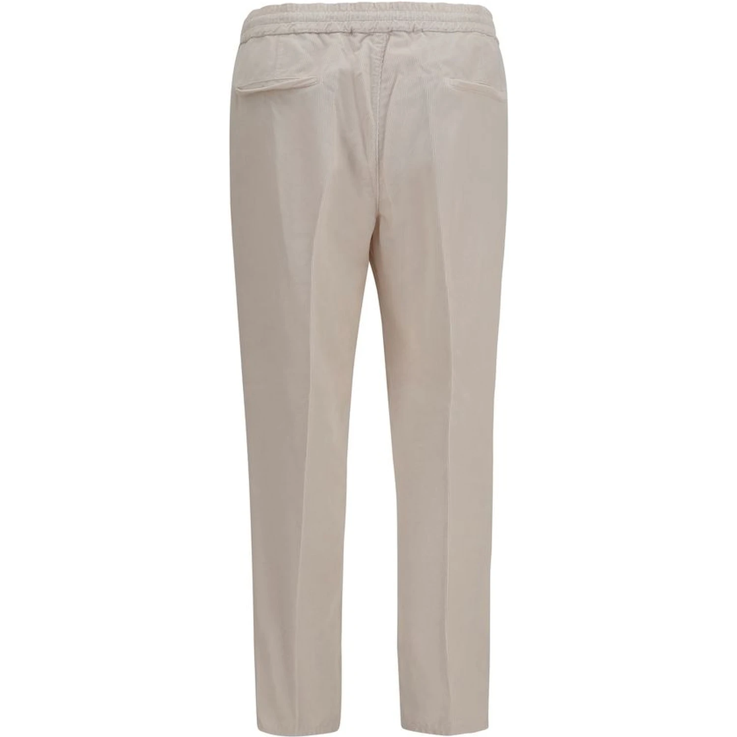 Beige Cotton Casual Pants