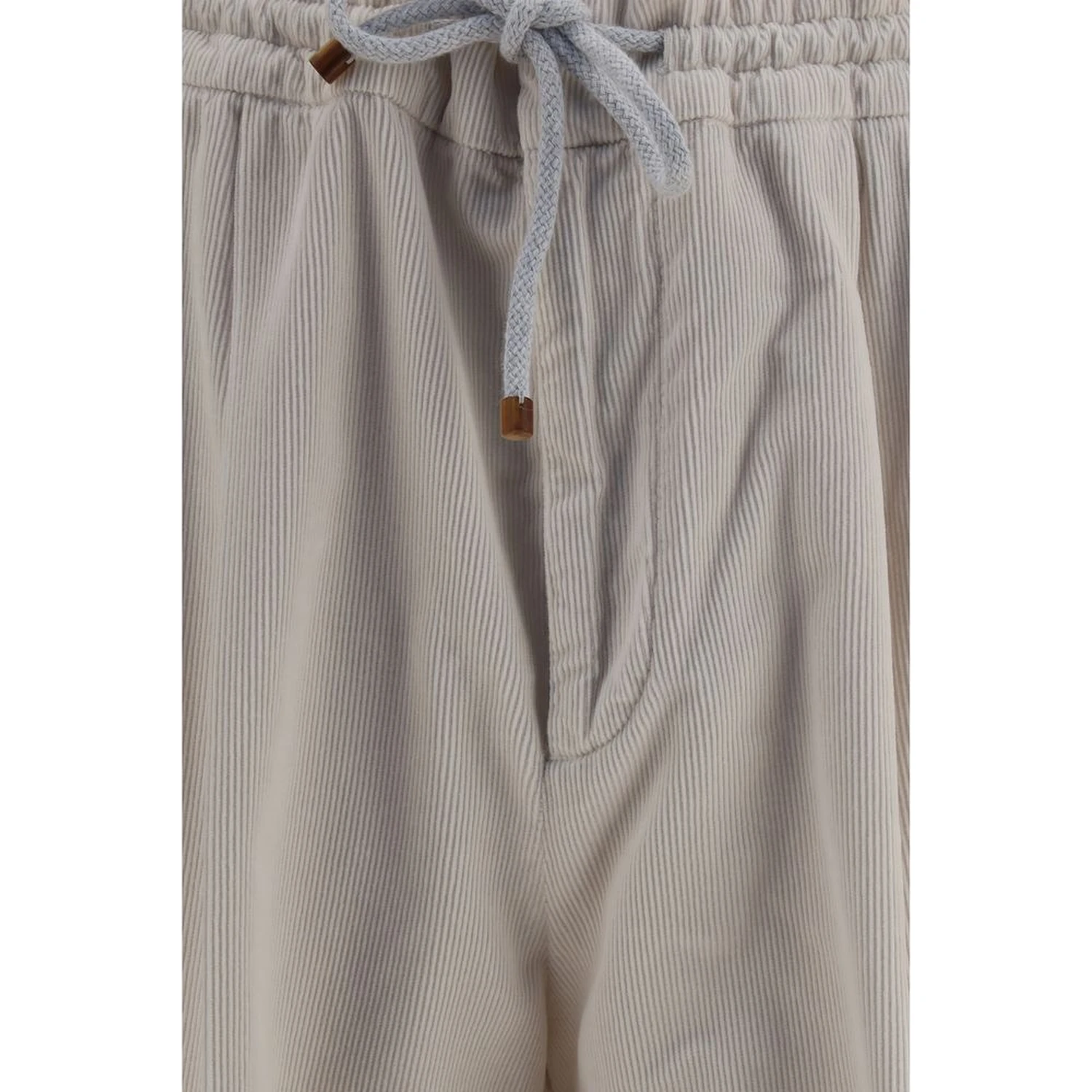Beige Cotton Casual Pants