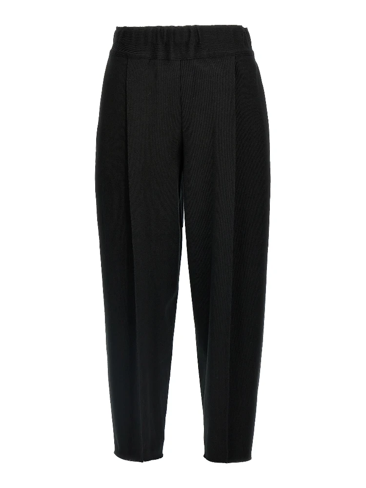 Black Cotton Casual Pants