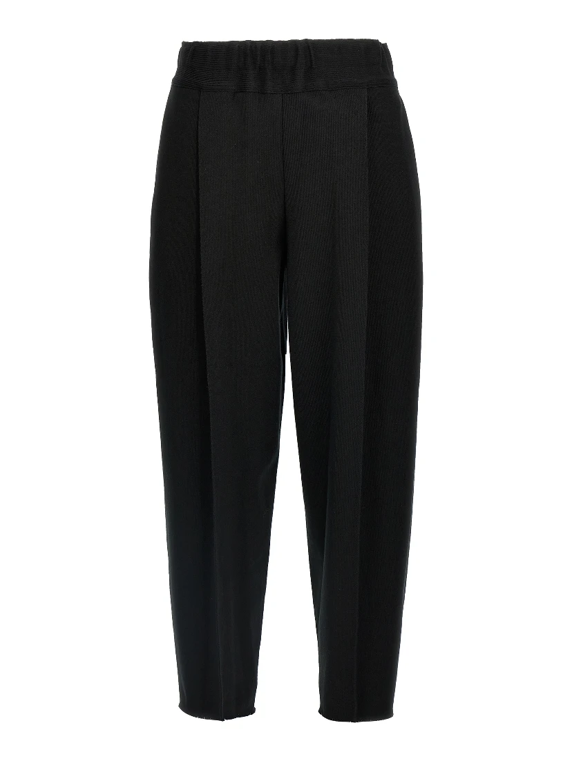 Black Cotton Casual Pants