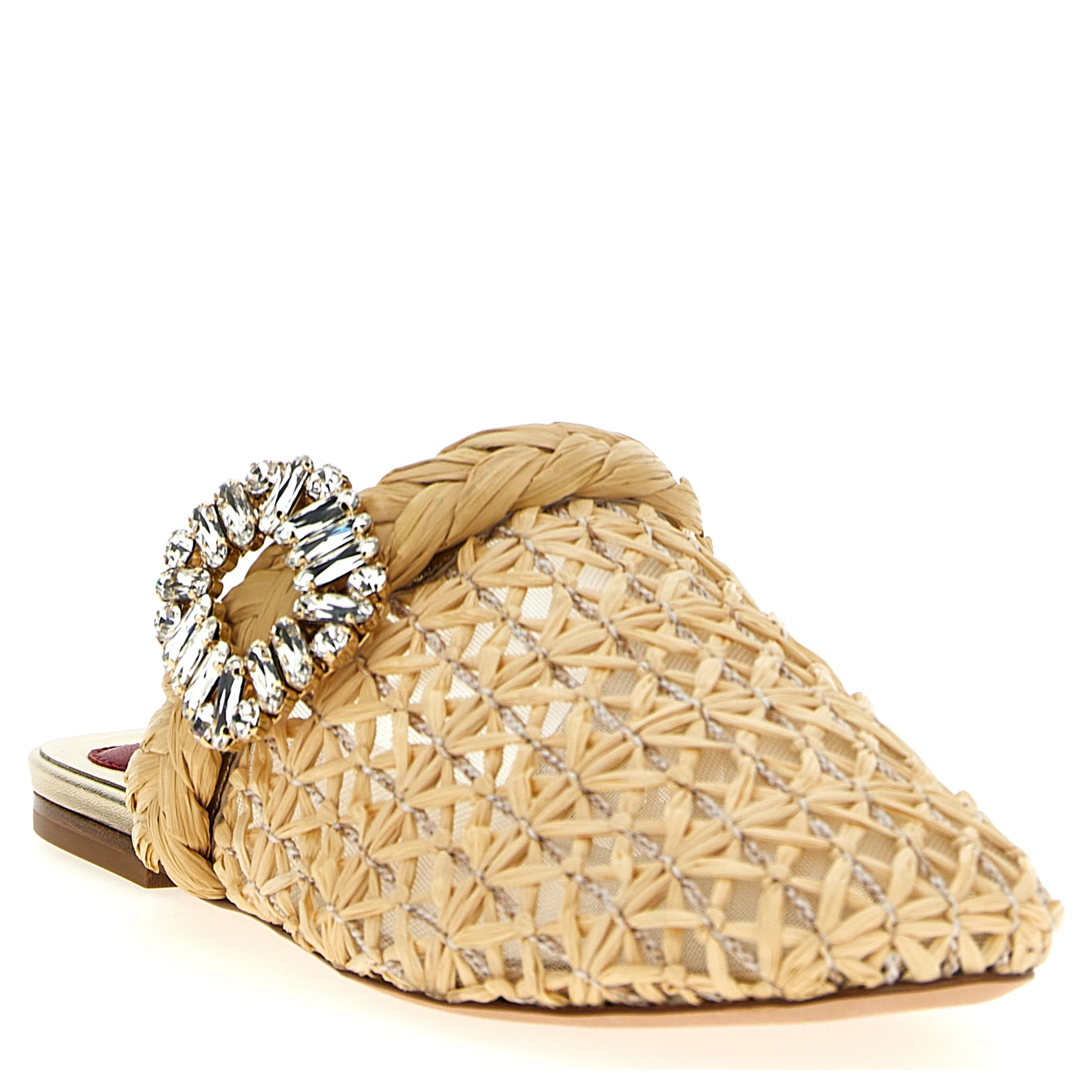 Beige Raffia Mules