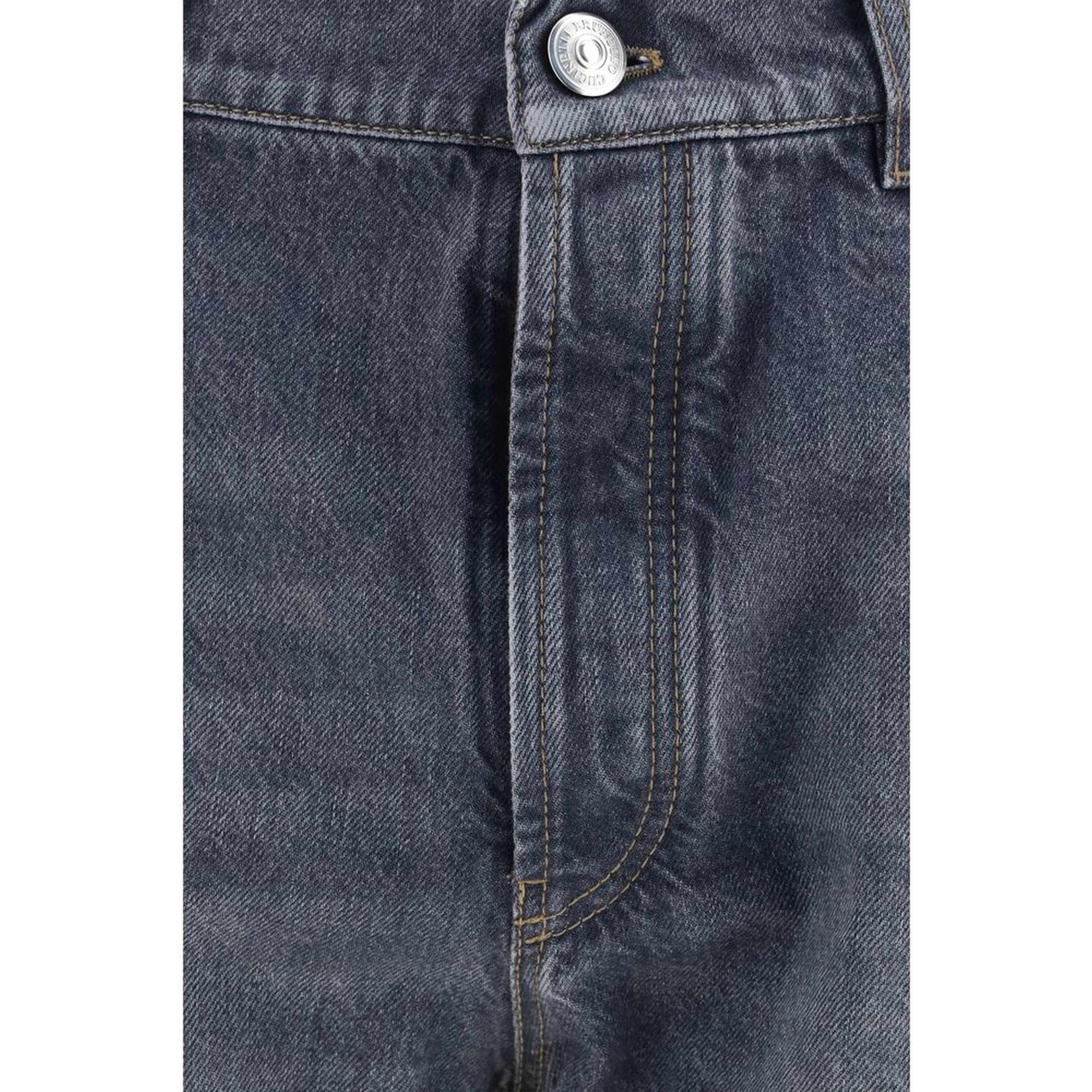 Gray Cotton Straight-Leg Jeans