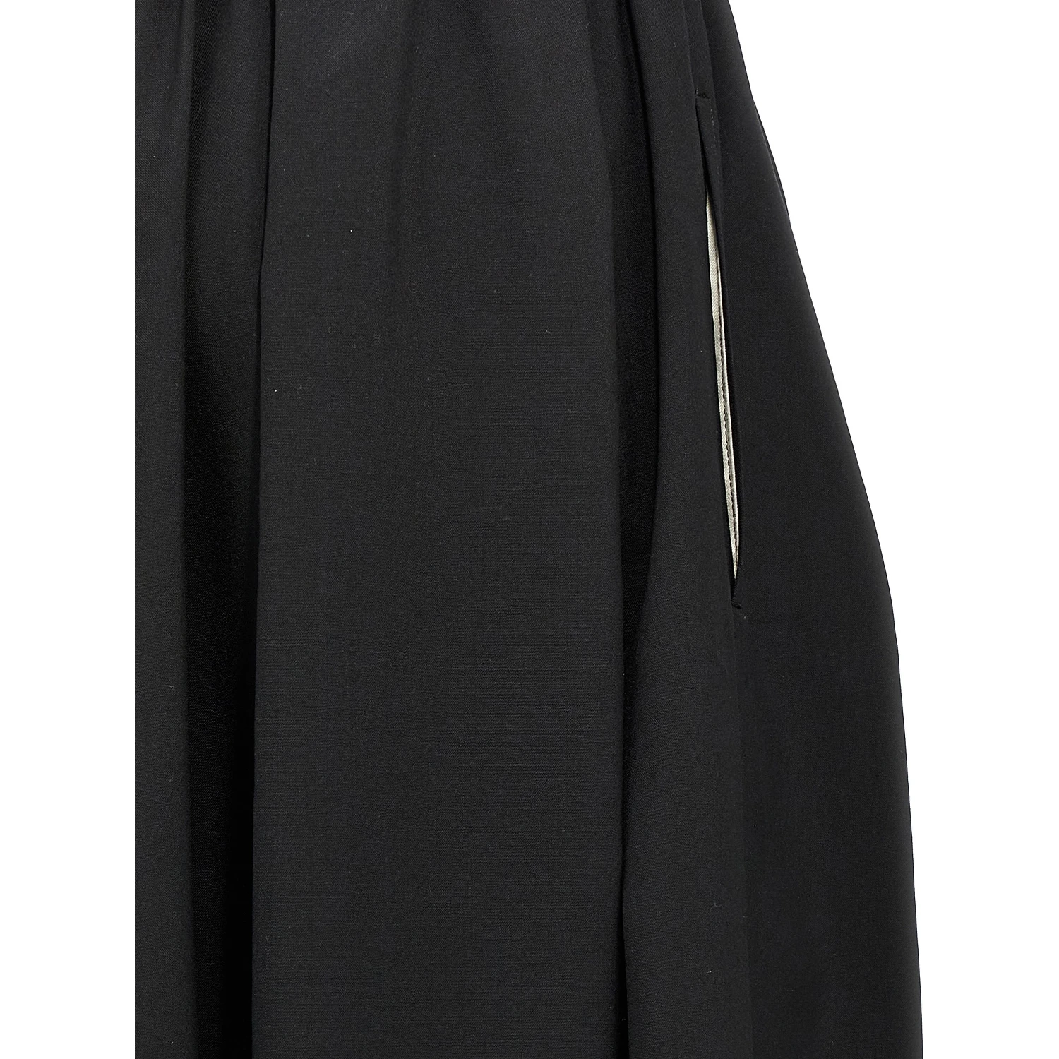 Black Wool Midi Skirt