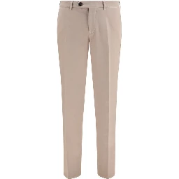 Beige Cotton Casual Pants
