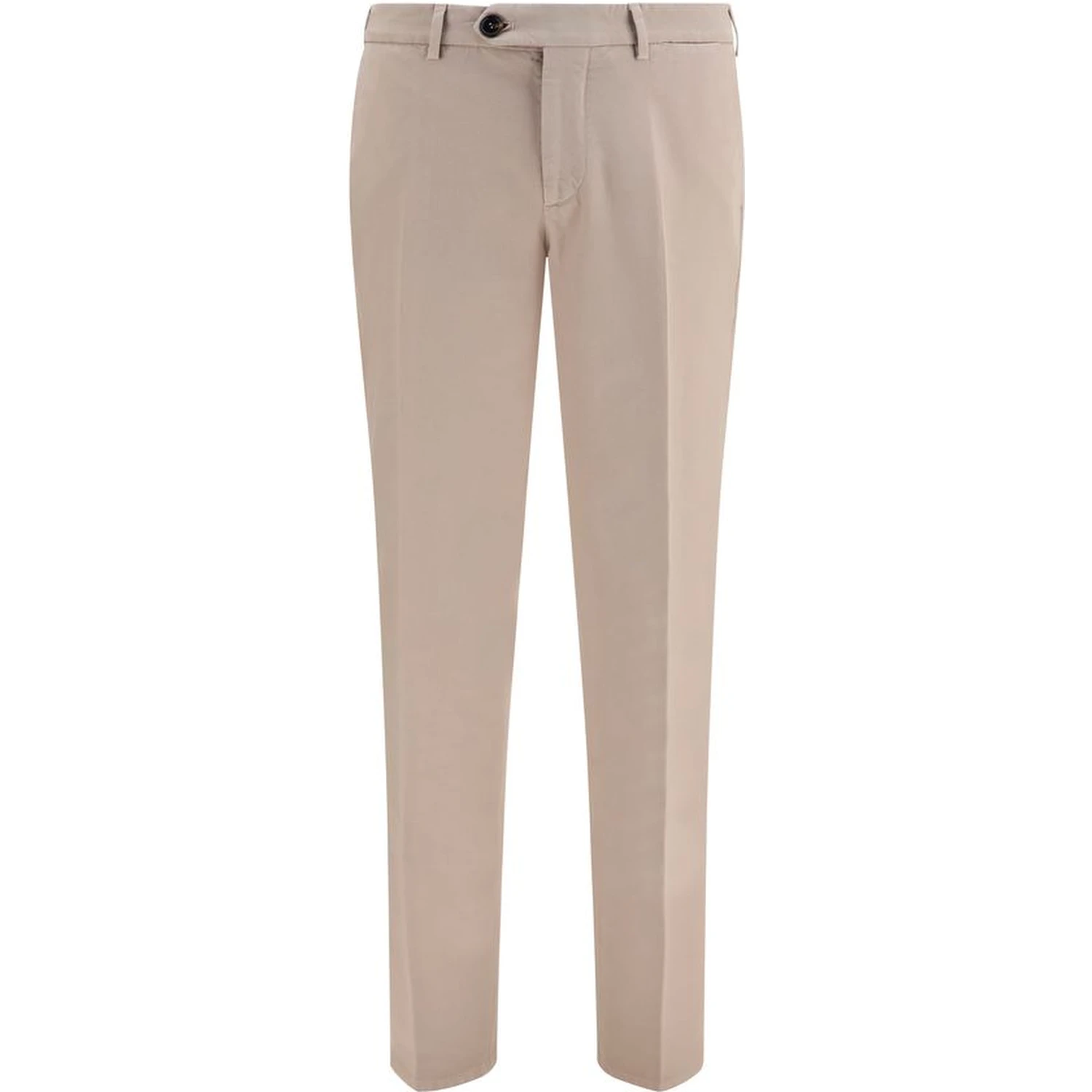 Beige Cotton Casual Pants
