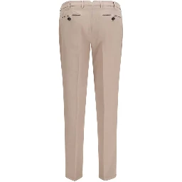 Beige Cotton Casual Pants