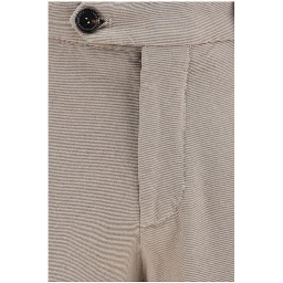 Beige Cotton Casual Pants