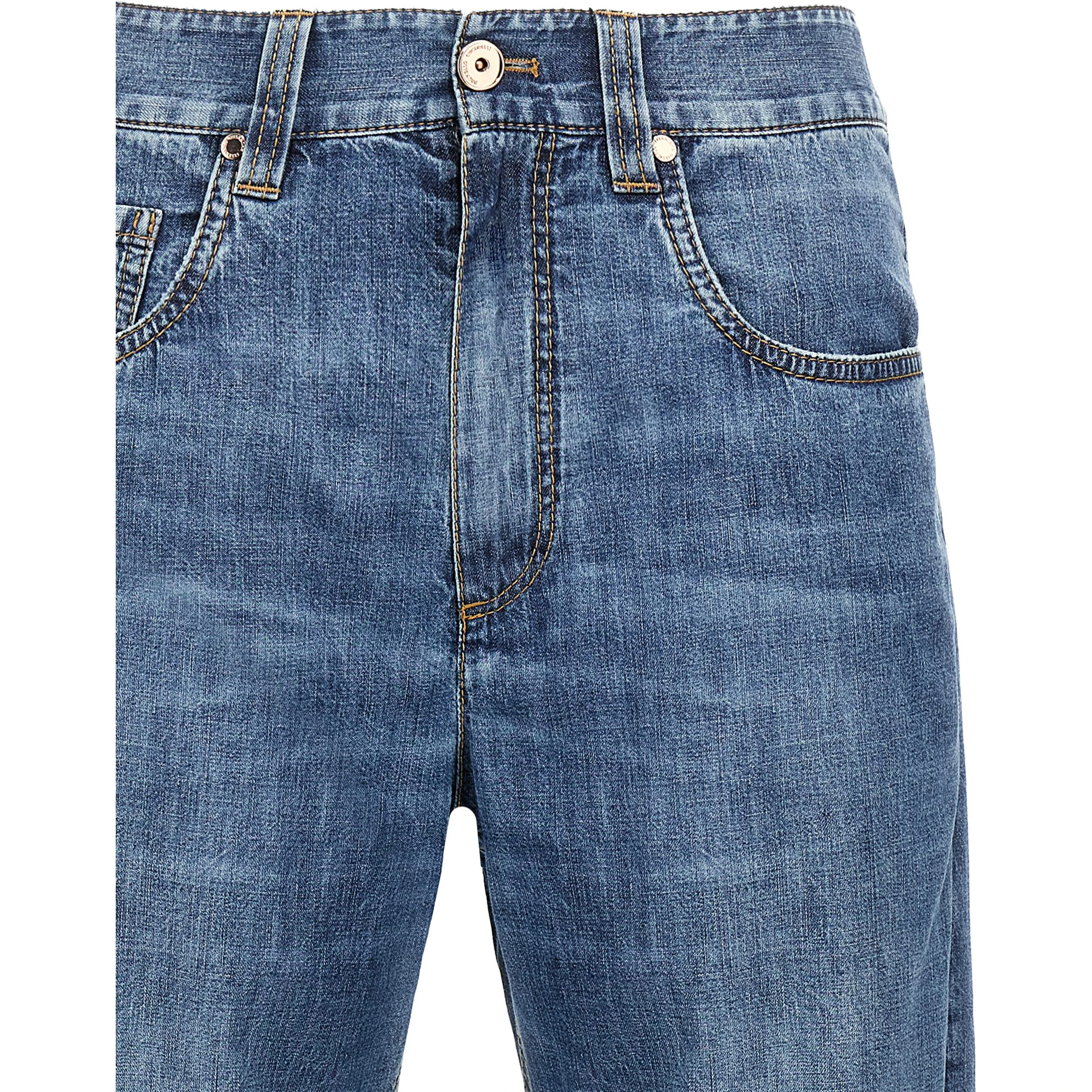 Blue Cotton Straight-Leg Jeans