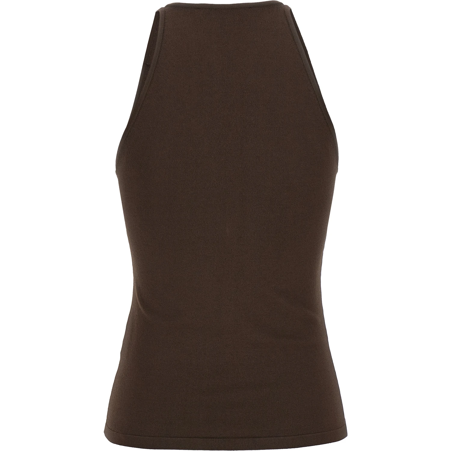 Brown Viscose Sleeveles T-Shirt
