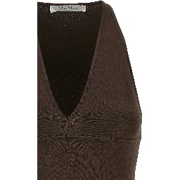 Brown Viscose Sleeveles T-Shirt