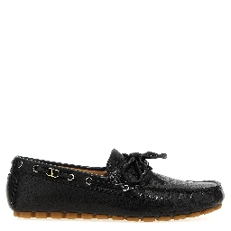 Black Buffalo Leather Slip-On Loafers