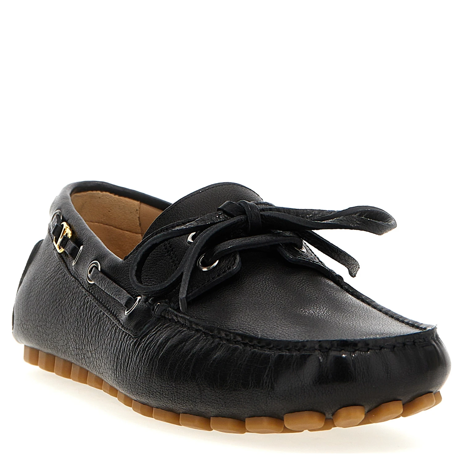 Black Buffalo Leather Slip-On Loafers