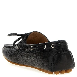 Black Buffalo Leather Slip-On Loafers