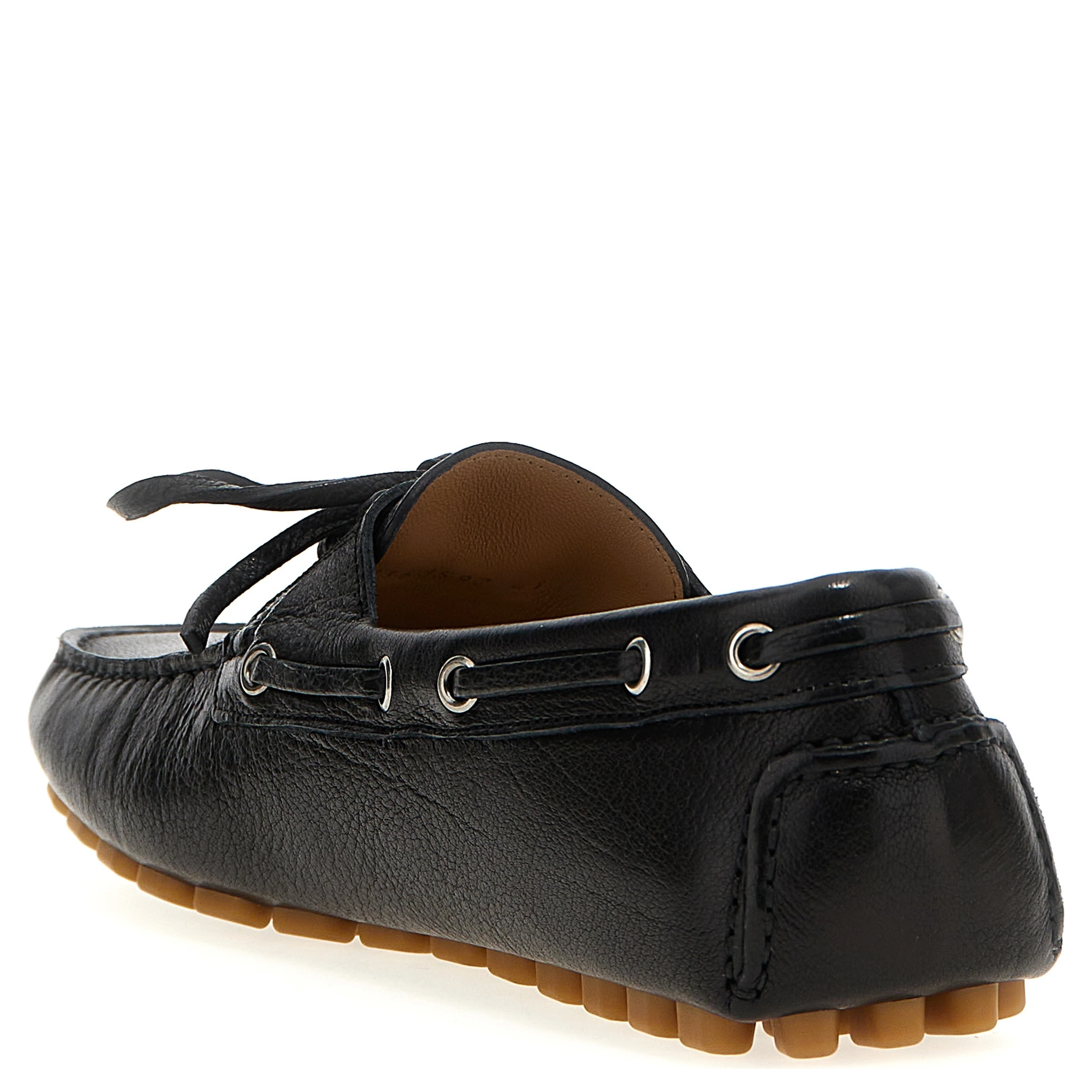 Black Buffalo Leather Slip-On Loafers