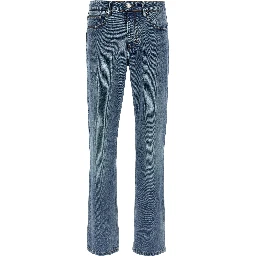 Blue Cotton Straight-Leg Jeans