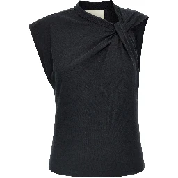Black Cotton Sleeveles T-Shirt