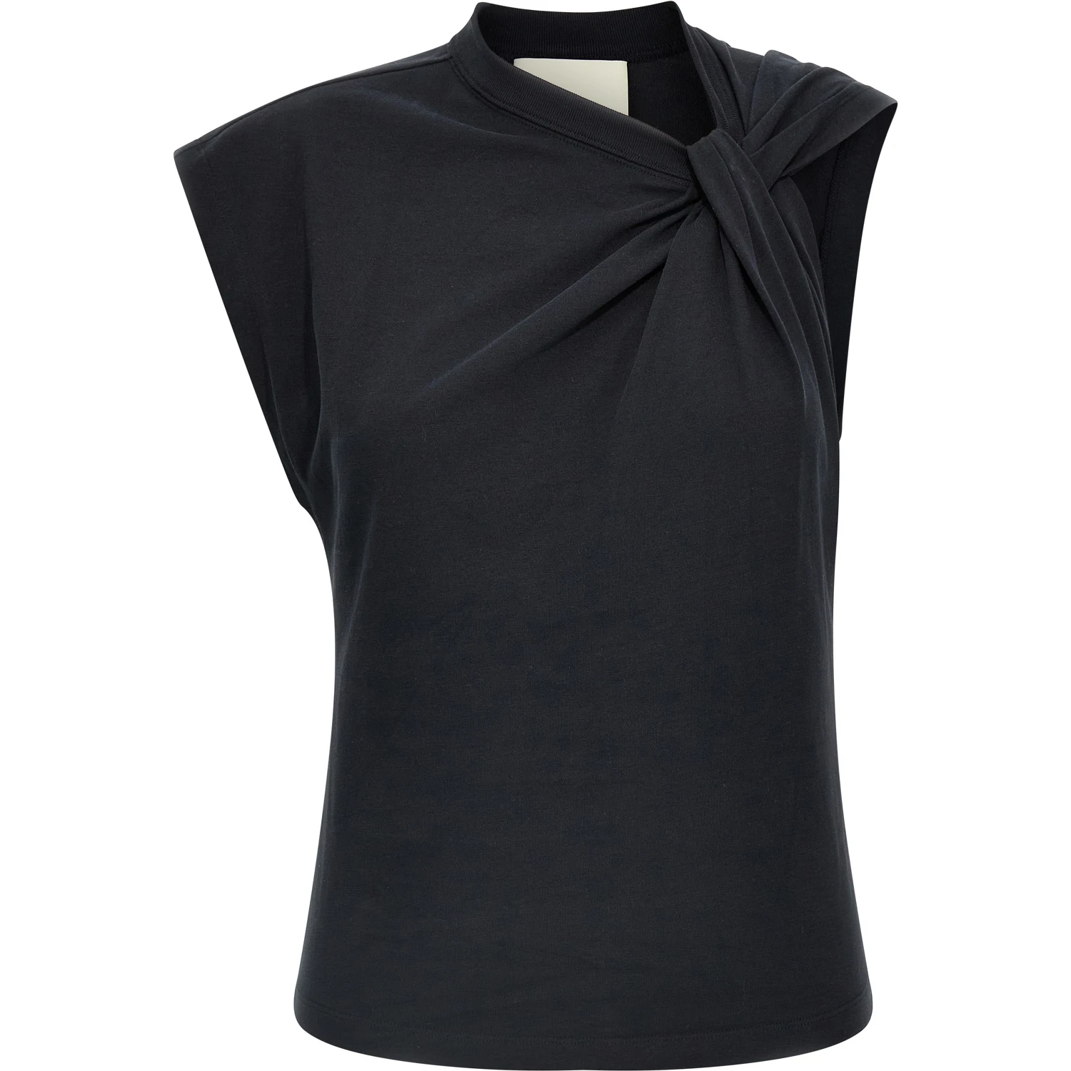 Black Cotton Sleeveles T-Shirt