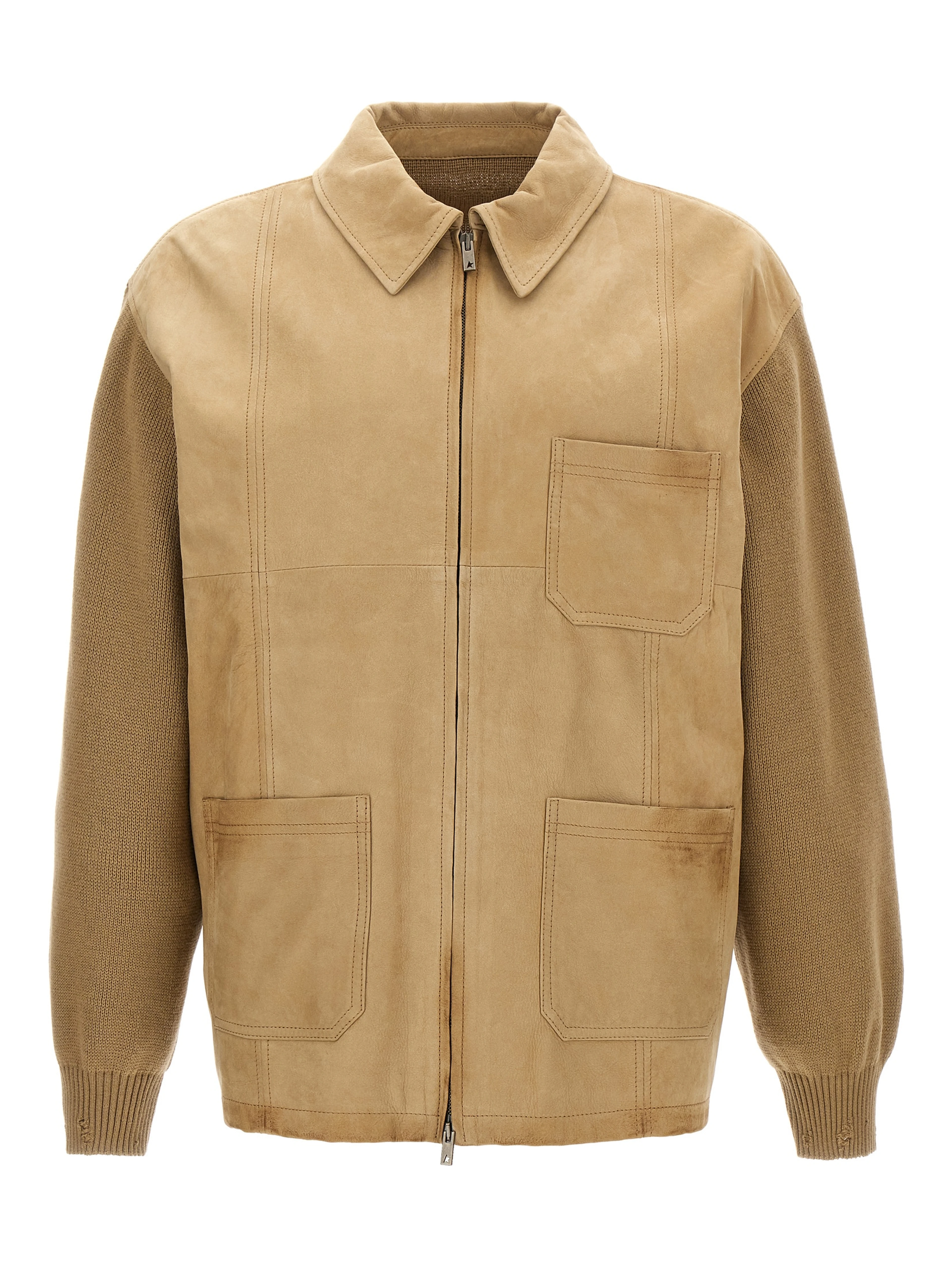 Beige Cowhide Leather Jacket