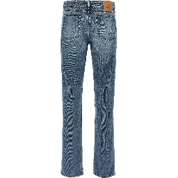 Blue Cotton Straight-Leg Jeans