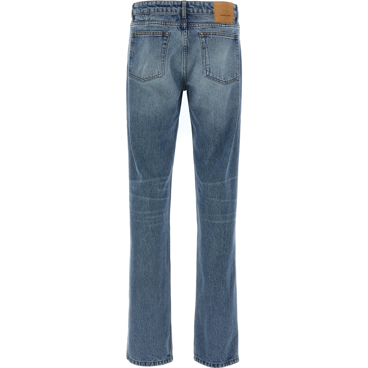 Blue Cotton Straight-Leg Jeans