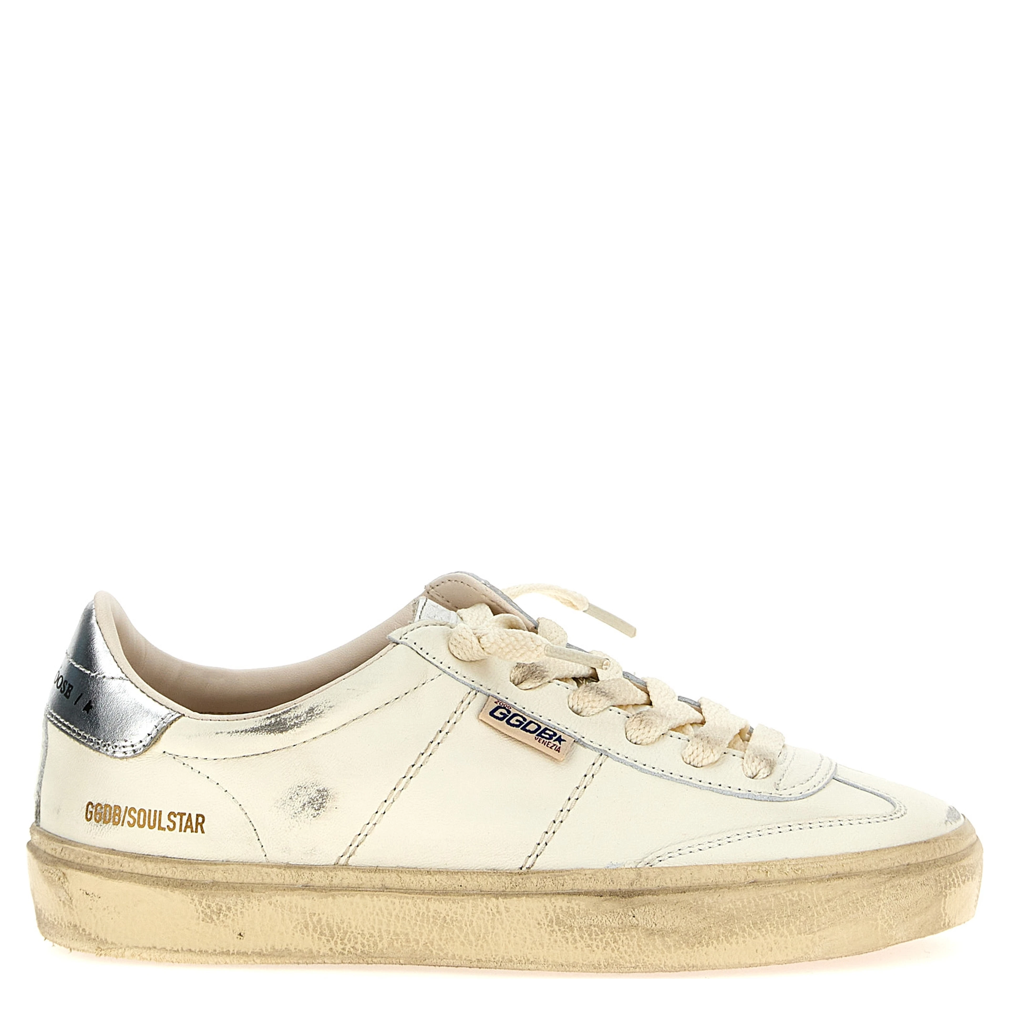 Silver Lamb Leather Low Top Sneakers