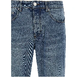 Blue Cotton Straight-Leg Jeans