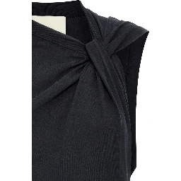 Black Cotton Sleeveles T-Shirt