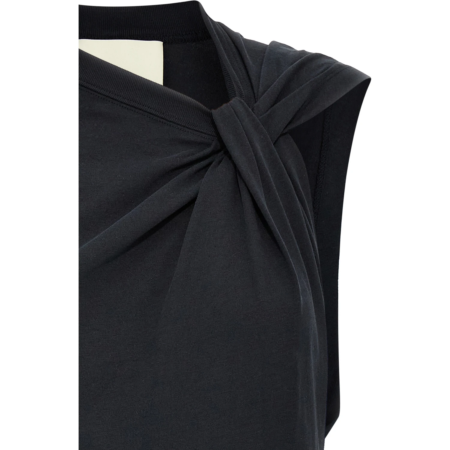 Black Cotton Sleeveles T-Shirt