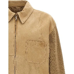 Beige Cowhide Leather Jacket