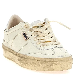 Silver Lamb Leather Low Top Sneakers
