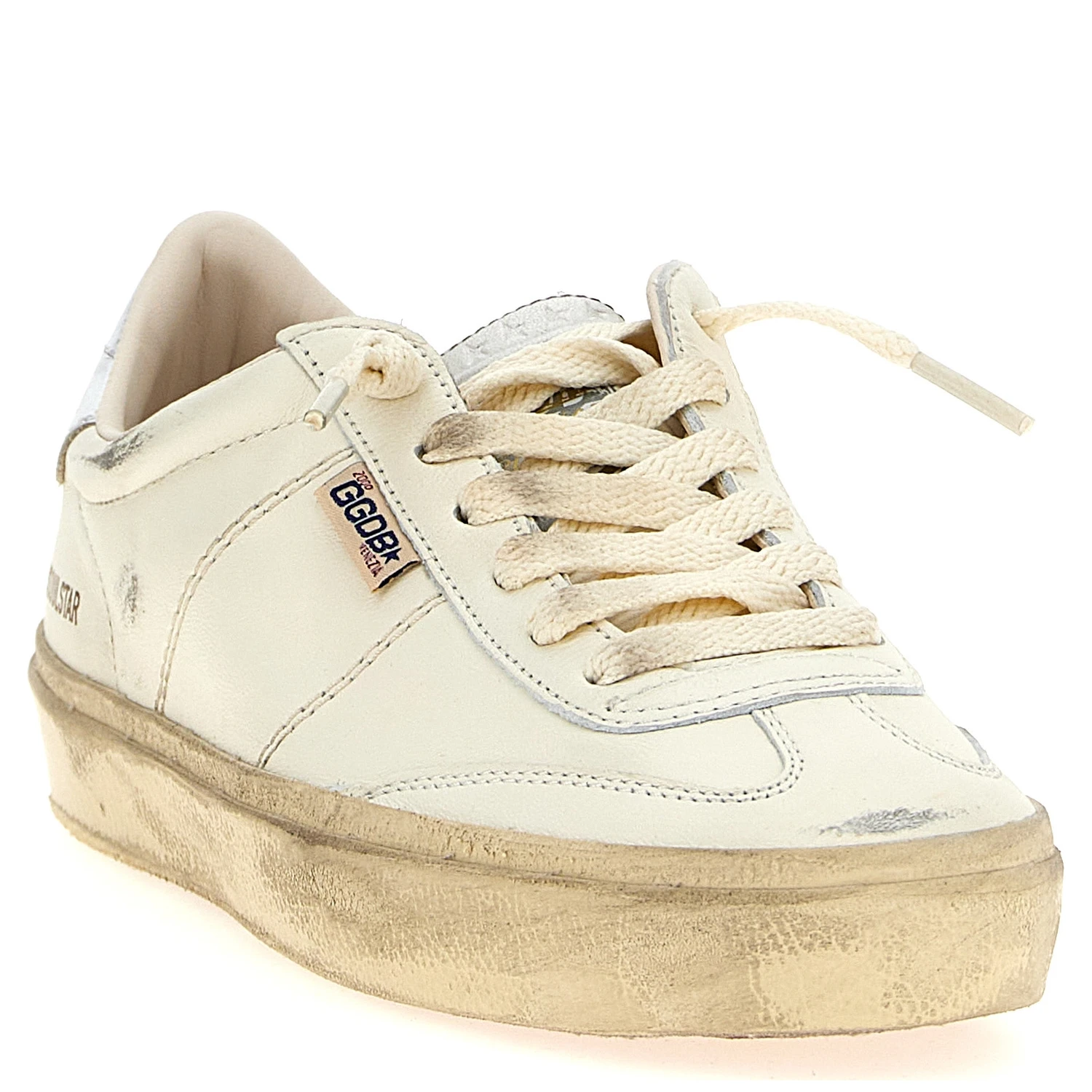 Silver Lamb Leather Low Top Sneakers