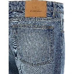 Blue Cotton Straight-Leg Jeans