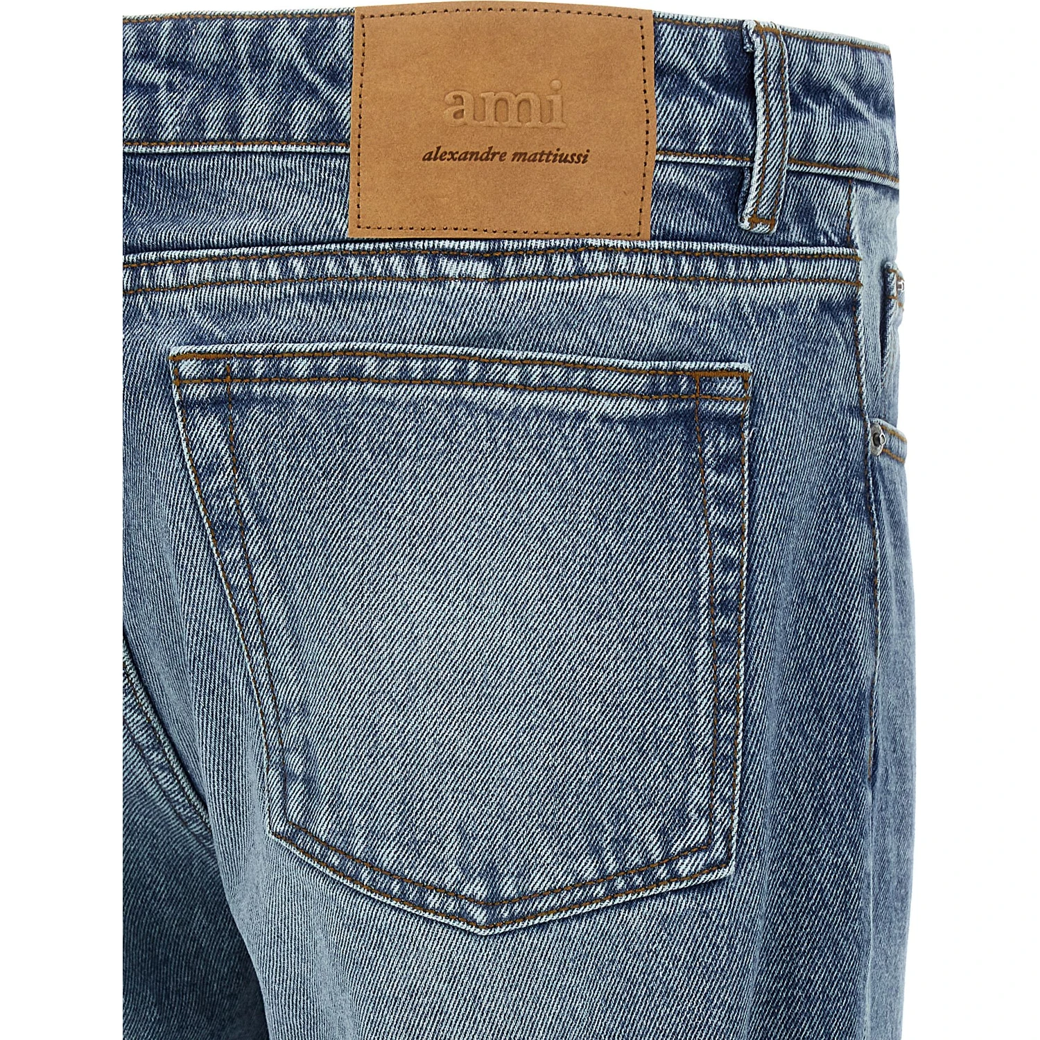 Blue Cotton Straight-Leg Jeans