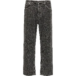 Gray Cotton Straight-Leg Jeans