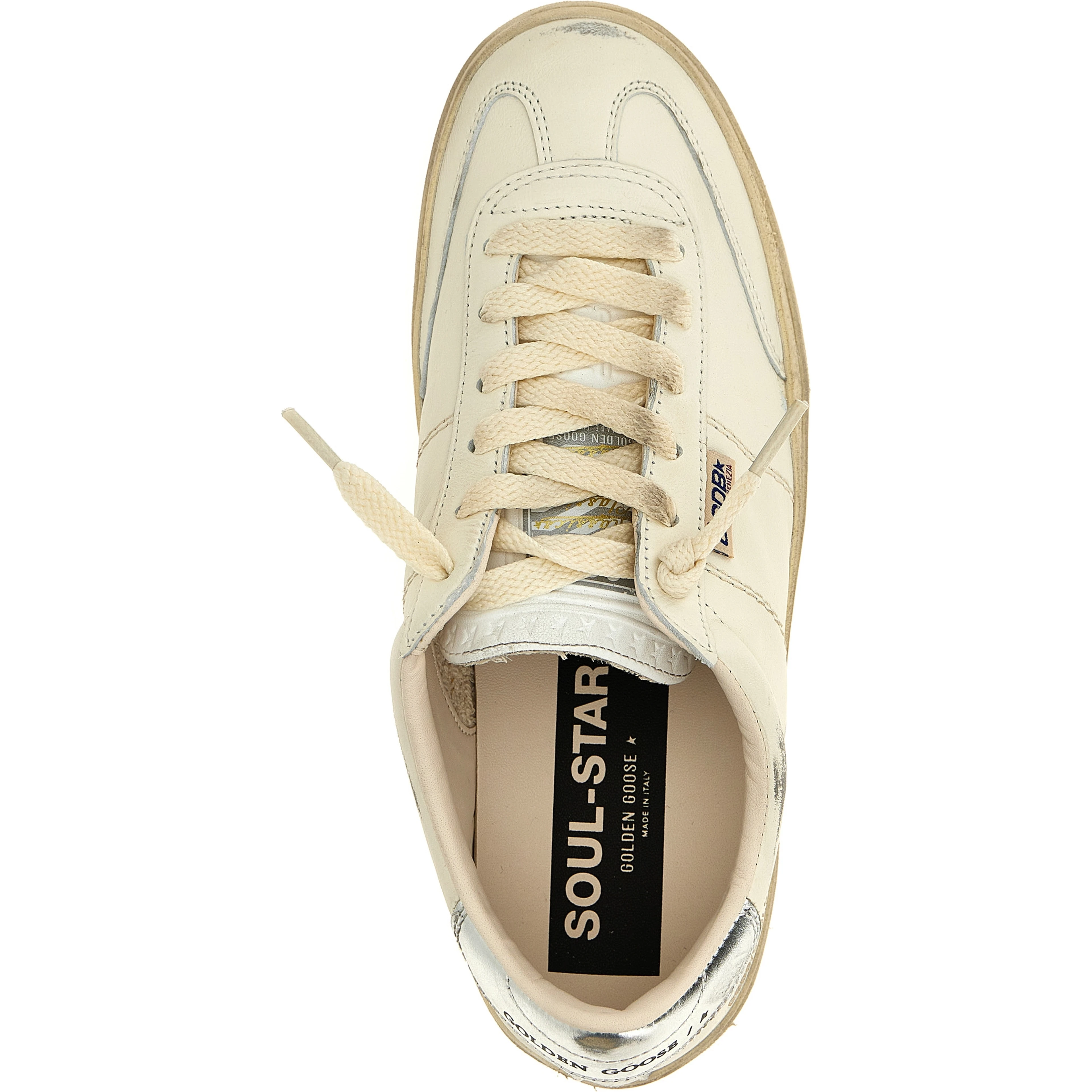 Silver Lamb Leather Low Top Sneakers